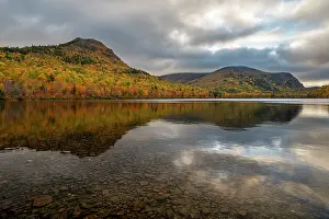 Maine: USA, Maine. Fall foliage and view of South Branch Pond and