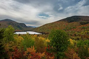 Maine: USA, Maine. Fall foliage and view of South Branch Pond