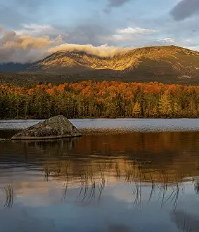Maine: USA, Maine. View of Mount Katahdin in morning from Sandy