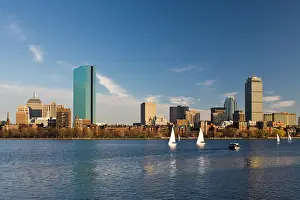 Yacht: USA, Massachusetts, Boston. Back Bay, sunset