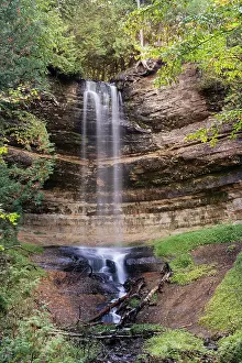 Sandstone: USA, Michigan, Hiawatha National Forest. Landscape with