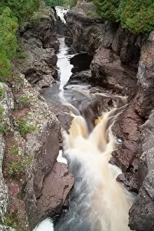 Gorge: USA, Minnesota, Cross River Falls. Landscape with river