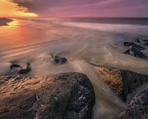 Seashore: USA, New Jersey, Cape May National Seashore. Sunset