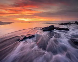Seashore: USA, New Jersey, Cape May National Seashore. Sunrise on