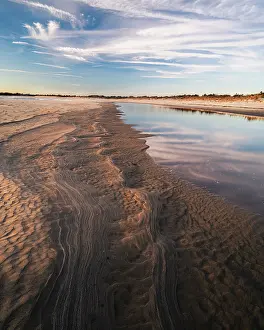 New Jersey: USA, New Jersey, Cape May National Seashore. Water on beach