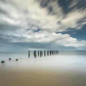 Seashore: USA, New Jersey, Cape May National Seashore. Pier