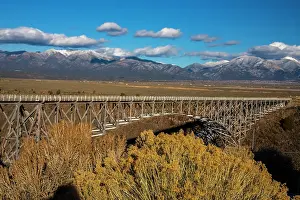 Bridge: USA, New Mexico, Rio Grande del Norte National Monument. Rio