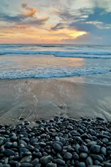 Foreground: USA, Oregon, Arch Cape. Pacific coastline last evening