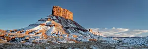 Tower: USA, Utah. Winter vista of Castleton Tower, the