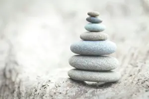 Stack: USA, Washington State, Olympic National Park. Stacked rocks