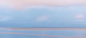 Canal: USA, Washington State, Seabeck. Pastel sunrise panoramic