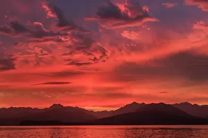 Seabeck: USA, Washington State, Seabeck. Vivid sunset over Hood Canal