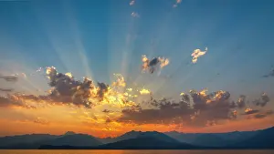 Seabeck: USA, Washington State, Seabeck. Vivid sunset over Hood Canal