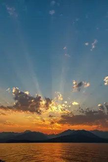 Seabeck: USA, Washington State, Seabeck. Vivid sunset over Hood Canal
