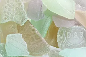 Weathered: USA, Washington State, Seabeck. Close-up of beach glass
