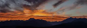 Washington: USA, Washington State, Seabeck. Panoramic sunset