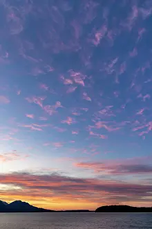 Canal: USA, Washington State, Seabeck. Sunset over Hood Canal