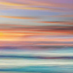 Seascape: USA, Washington State, Seabeck. Sunset on sky and ocean