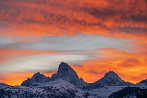 Hole: USA, Wyoming. Mount Owen, Grand and Middle Teton