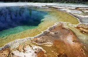 Geysers: USA, Wyoming - Upper geyser basin of Emerald Pool
