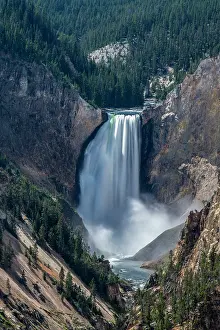 Wyoming: USA, Wyoming. Yellowstone River, Lower Falls and Grand