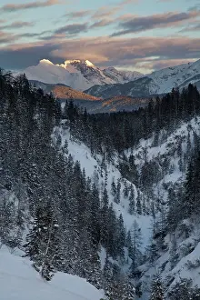 Garmisch: Valley Gaistal with snow during deep winter