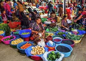 Guatemala: Vegetable stalls, Solol highland market centre