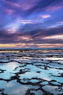 Orthographic: A vertical view of a beautiful sunset over the ocean