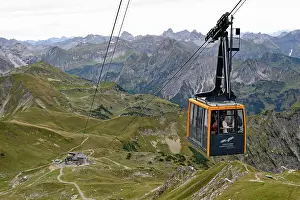 Cable: View of the Allgau Alps and the cabin of the summit