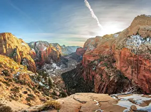 Nevada: View from Angels Landing into Zion Canyon with Virgin