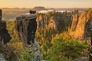 Saxon: View to the Bastei, Bastei bridge, with Wehlnadel