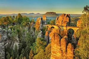 Lilienstein: View over the Bastei bridge to the Lilienstein