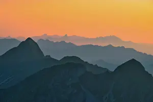 Rothorn: View of Bernese Alps at dusk from Brienzer Rothorn