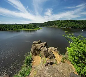 Lakeland: View on the Bleiloch reservoir, nature park Park