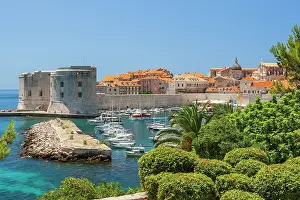 Aqua: View of boats in Old Port, Dubrovnik, Dalmatian