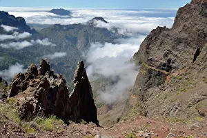 Caldera: View into the Caldera de Taburiente, Roque de los