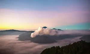Java: View of Caldera Tengger with volcanoes at sunrise