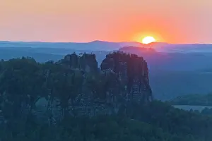 Saxon: View from Carola Rock over Elbe Sandstone Mountains