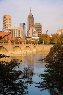 Cityscape: View of downtown from the west bank of White River