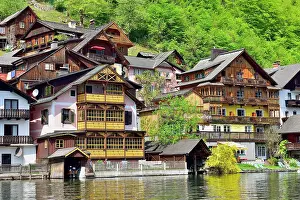 Timber: View of Hallstatt on Hallst&, x4d34;ersee, typical