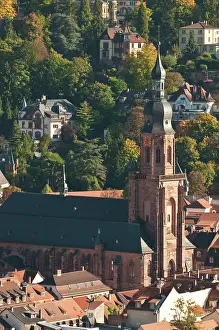 Neckar: View of Heidelberg's Old Town with Church