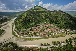 Townsmall: View on hilly landscape with Gorica district at