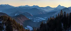 Herzogstand: View towards Jachenau, Mt. Jochberg and Mt. Guffert