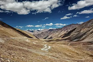 Chain: View of Karakoram range and road in valley from