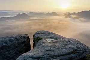 Saxon: View from Kleiner Winterberg at sunrise View of