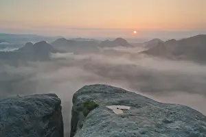 Saxon: View from Kleiner Winterberg at sunrise View of