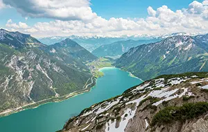 Main: View of Lake Achen and snowy main chain of the Alps