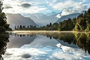 Matheson: View of Mount Cook and Mount Tasman in morning light