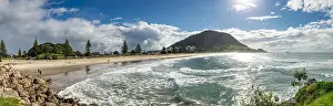 281019: View to Mount Manganui with beach, view from Moturiki