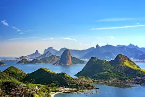 Janeiro: View from the top of the mountains, sea, Guanabara